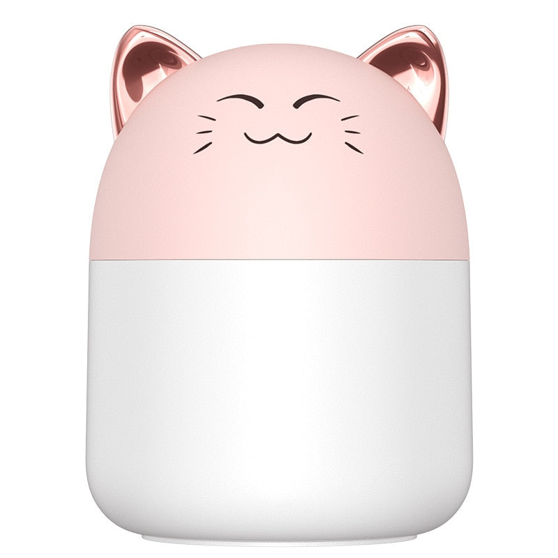 Cute Cat Air Humidifier Aromatherapy Diffuser With Night Light - Nebulizer Mist Maker