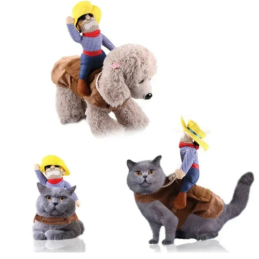 Dog Cowboy Rider Costume With Hat - Puppy Halloween Outfit