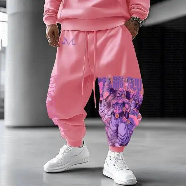 Pink Majin Sweatpants Loose Fit Cuffed Ankle Joggers