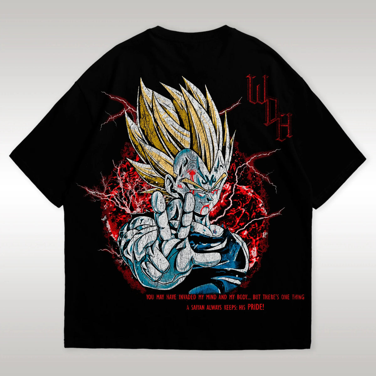 Dragon Z Majin V Crew Neck T-Shirt Oversized Saiyan Version - Black