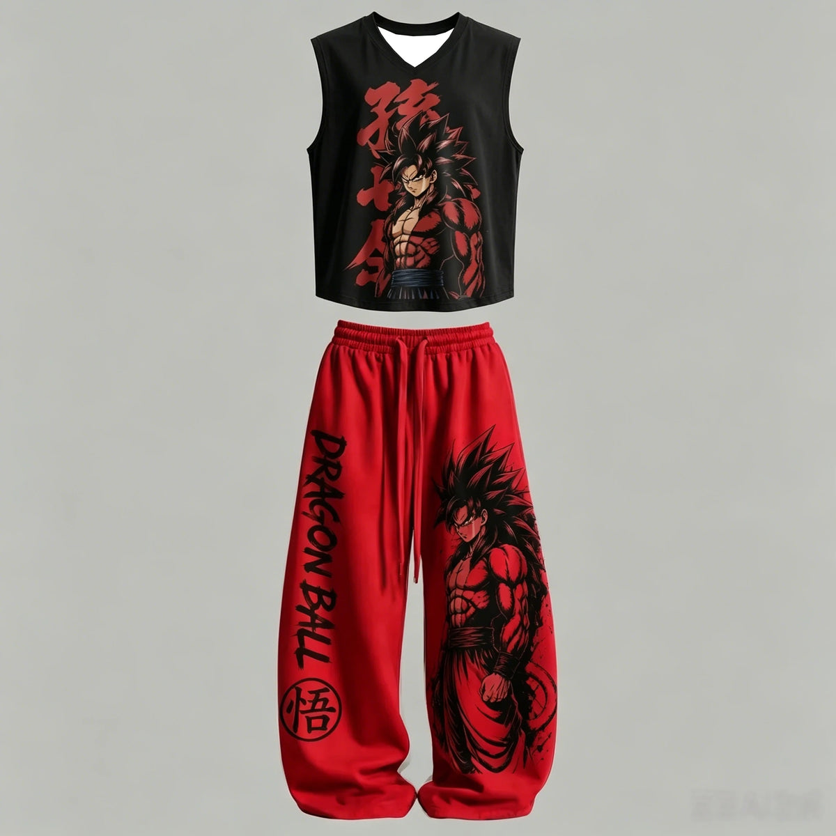 Dragon Z Sleeveless Tank Top Wide Leg Pants 2 Piece Casual Streetwear