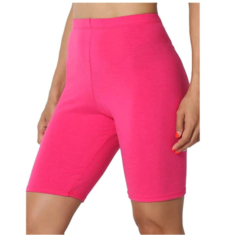 2022 Women Elastic Shorts Casual High Waist Tight Fitness Slim Skinny Bottoms Summer Solid Sexy White Black Shorts