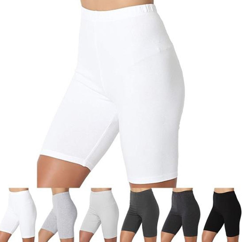 2022 Women Elastic Shorts Casual High Waist Tight Fitness Slim Skinny Bottoms Summer Solid Sexy White Black Shorts