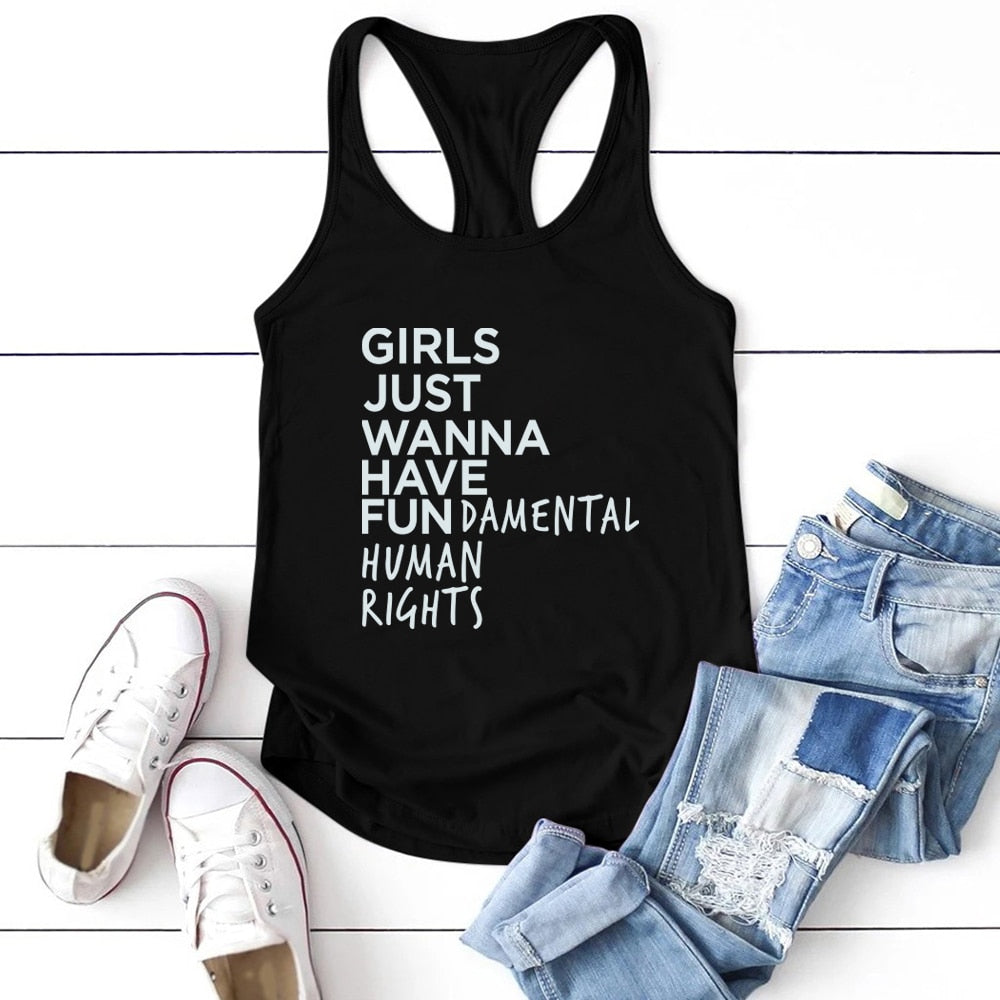 Girls Just Wanna Have Fundamental Human Rights T Shirt Women Short Sleeve Top
