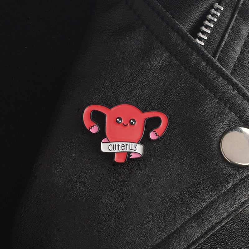 Cuterus Enamel Pin Women Female Uterus Womb Brooches Gift Feminism Icons Pin Badge Button Lapel Pin for Clothing Cap Bag