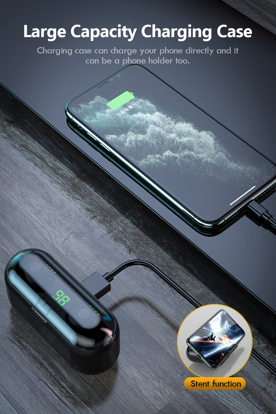 Wireless Bluetooth Headphones - Waterproof HiFi Earbud Headset with Charging Case - Superhero Gym Gear