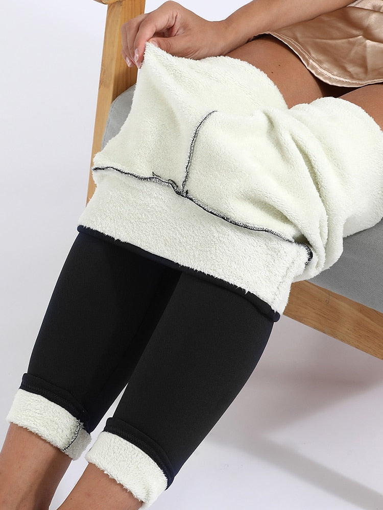 Leg Warmer's Women Pants Warm Winter Thick Velvet Legging High Waist Leggings Compression Thick Lamb Wool Pants Cold Resistant Pants