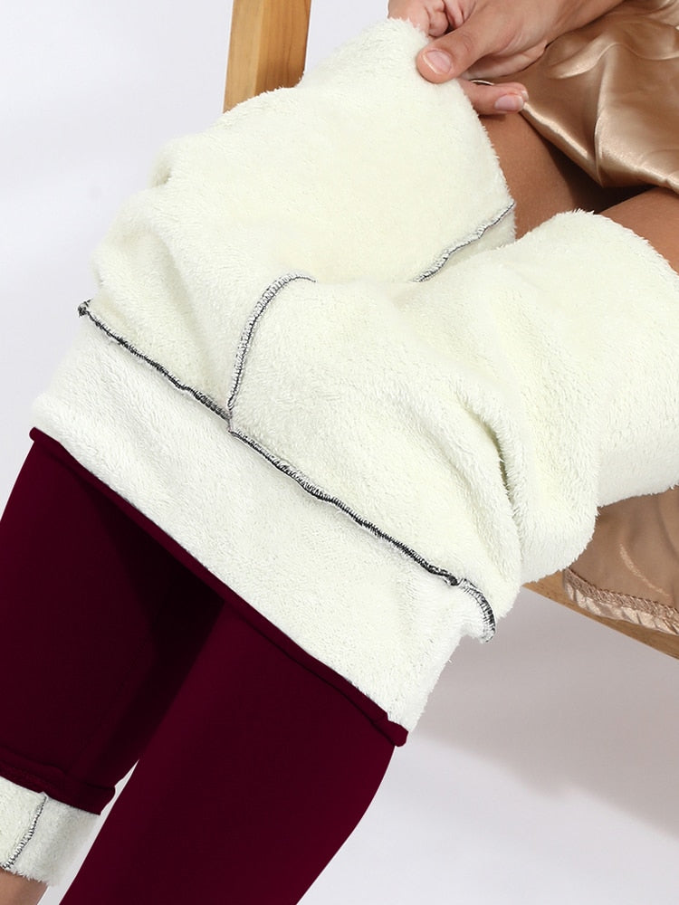 Leg Warmer's Women Pants Warm Winter Thick Velvet Legging High Waist Leggings Compression Thick Lamb Wool Pants Cold Resistant Pants