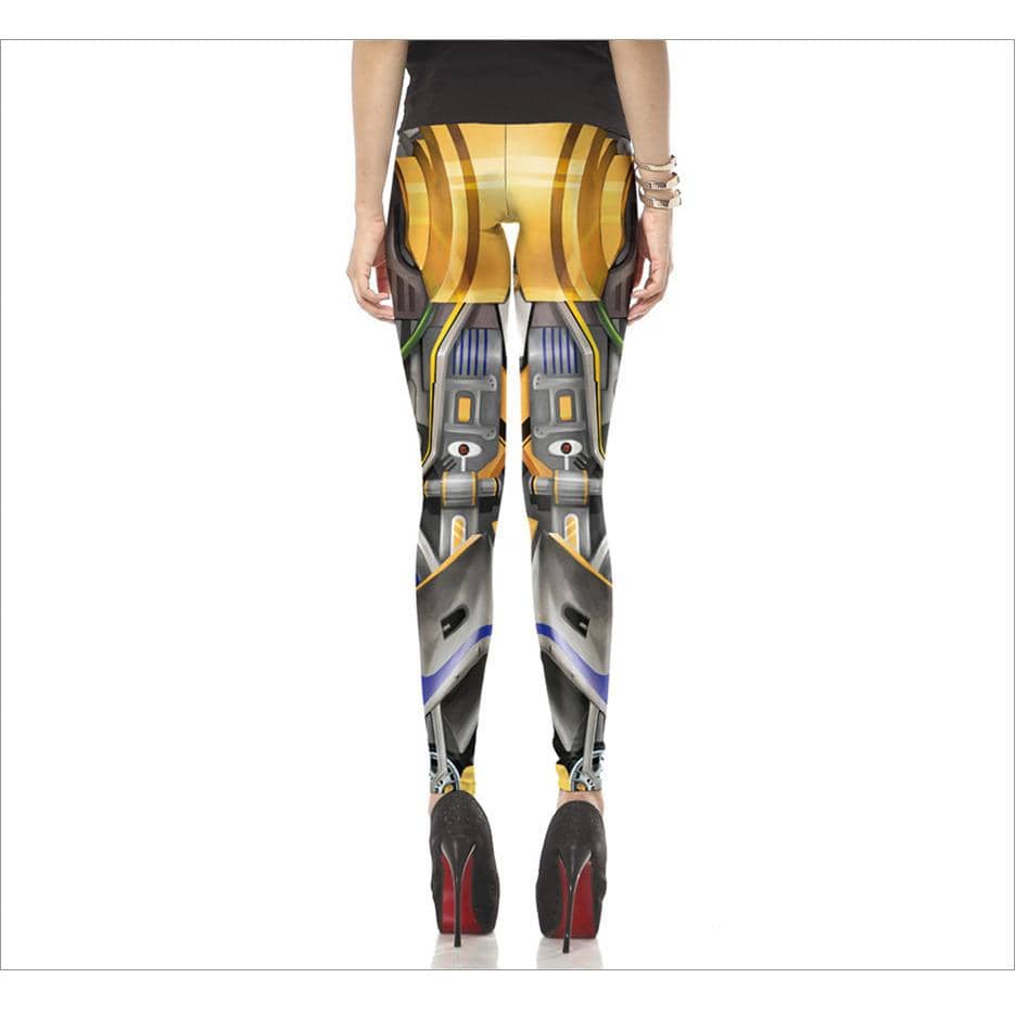Golden Mecha Robot Women's Leggings - FitKing