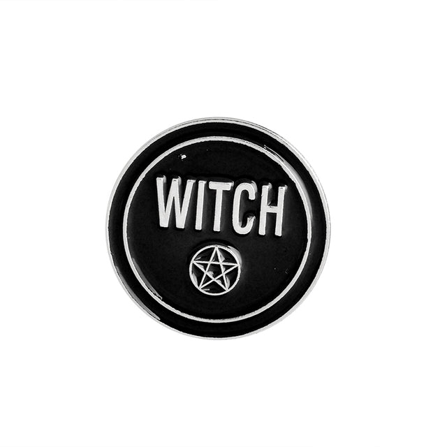 Halloween Party Accessories Punk Dark Black Ouija Moon dagger heart crystal ball spells witches coffin Enamel lapel pin Badge