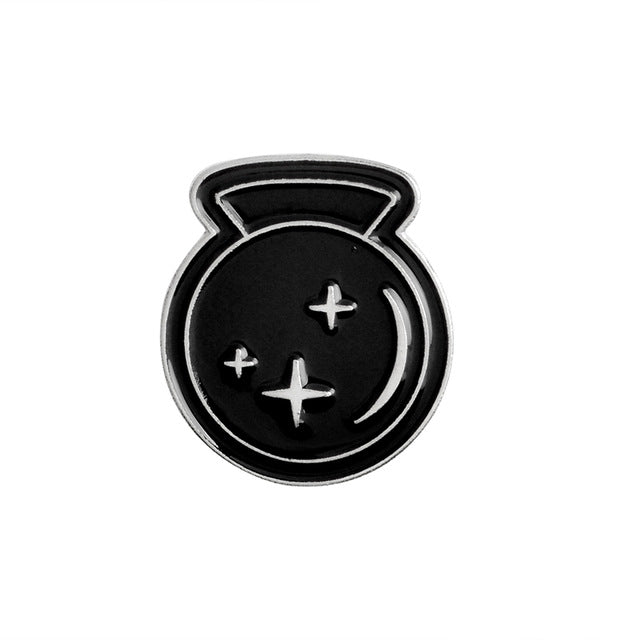 Halloween Party Accessories Punk Dark Black Ouija Moon dagger heart crystal ball spells witches coffin Enamel lapel pin Badge