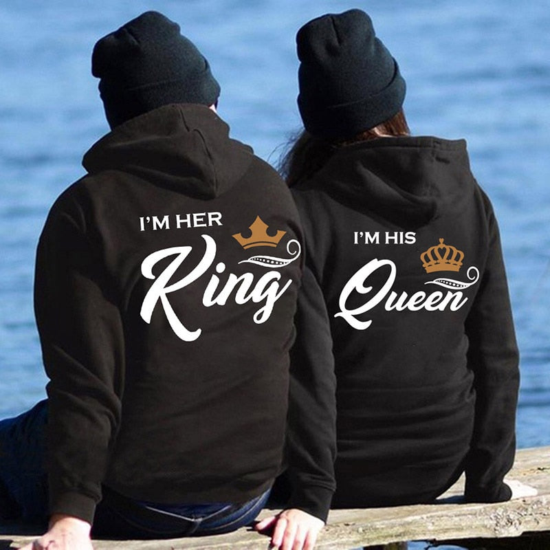 Queen and King Hoodies Couples Hoodies for Women and Men
