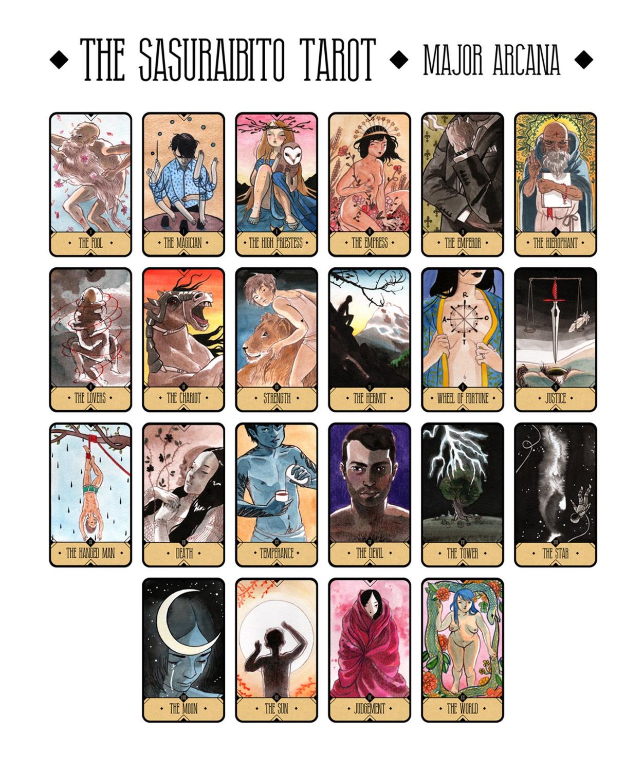 The Sasuraibito Tarot 78 Card Deck and 63-page guidebook Original Divination Gilt Edge with Box
