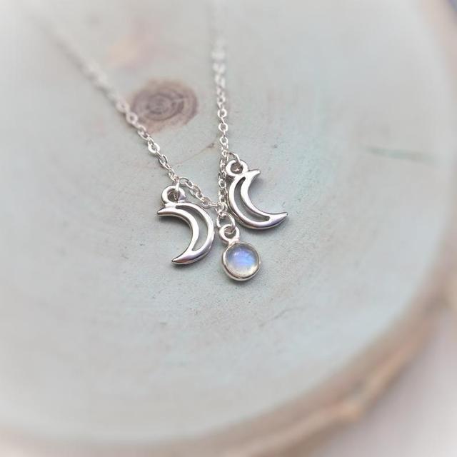 Triple Moon Necklace wiccan jewelry triple goddess pentacle necklace pentagram necklace pagan necklace