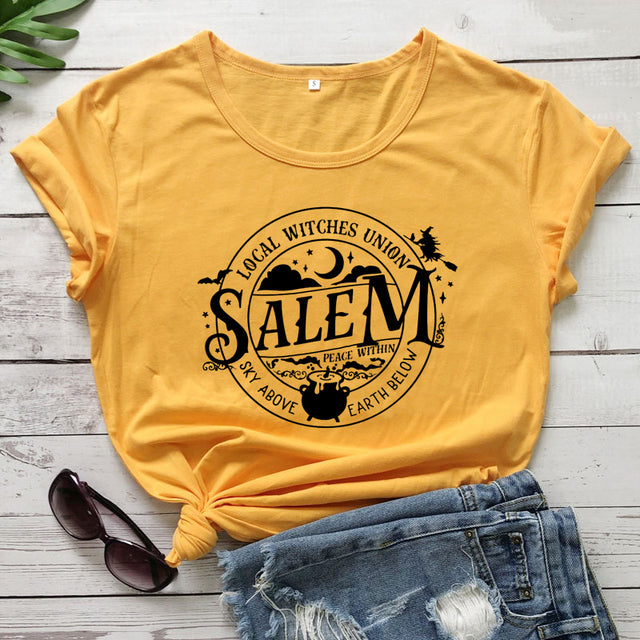 Local Witches Union Wiccan Salem T-shirt Short Sleeve - Sky Above Earth Below