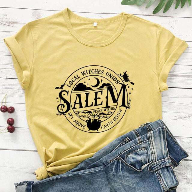 Local Witches Union Wiccan Salem T-shirt Short Sleeve - Sky Above Earth Below