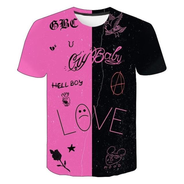 Lil Peep Love T Shirt Short Sleeve Purple Black