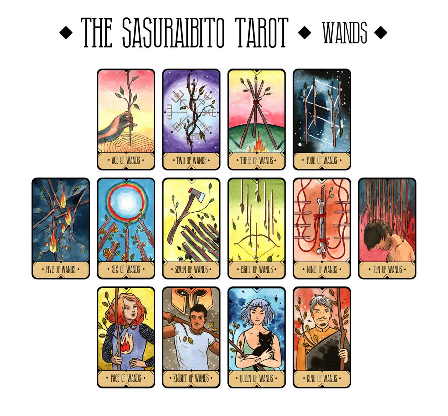 The Sasuraibito Tarot 78 Card Deck and 63-page guidebook Original Divination Gilt Edge with Box