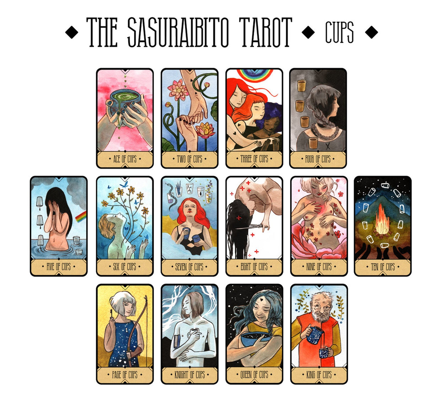 The Sasuraibito Tarot 78 Card Deck and 63-page guidebook Original Divination Gilt Edge with Box