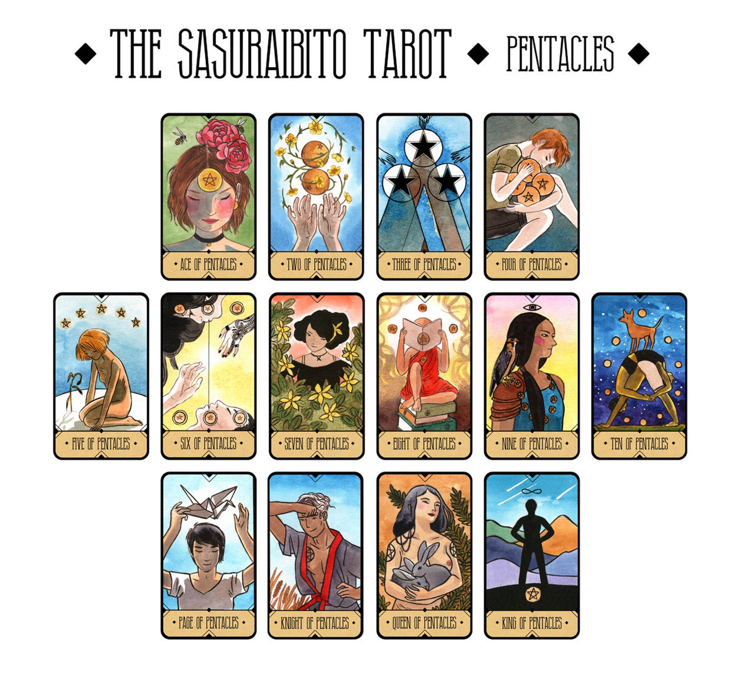 The Sasuraibito Tarot 78 Card Deck and 63-page guidebook Original Divination Gilt Edge with Box