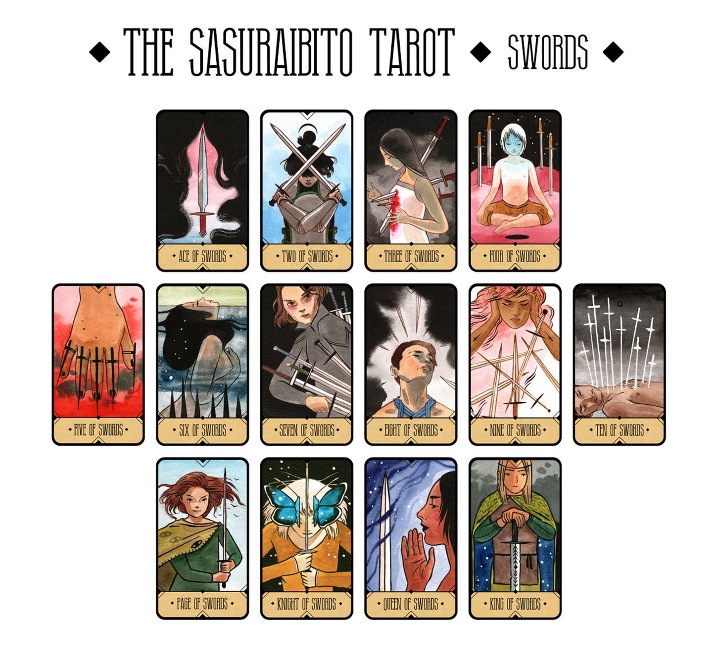 The Sasuraibito Tarot 78 Card Deck and 63-page guidebook Original Divination Gilt Edge with Box