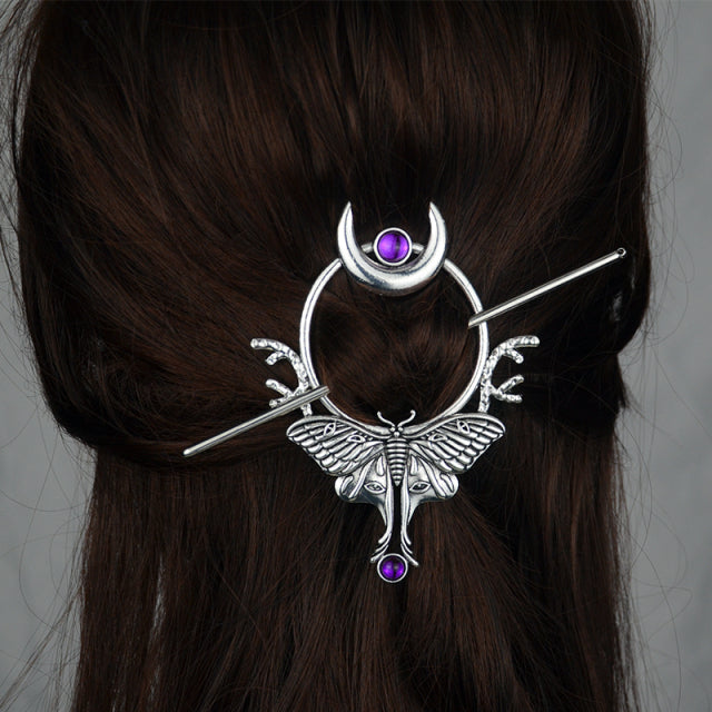 Vintage Renaissance Crescent Moon Could Hair Barrette Witchy Moon Hair Stick Wiccan Hairpin Pagan Gothic Hair Wiccan Jewelry
