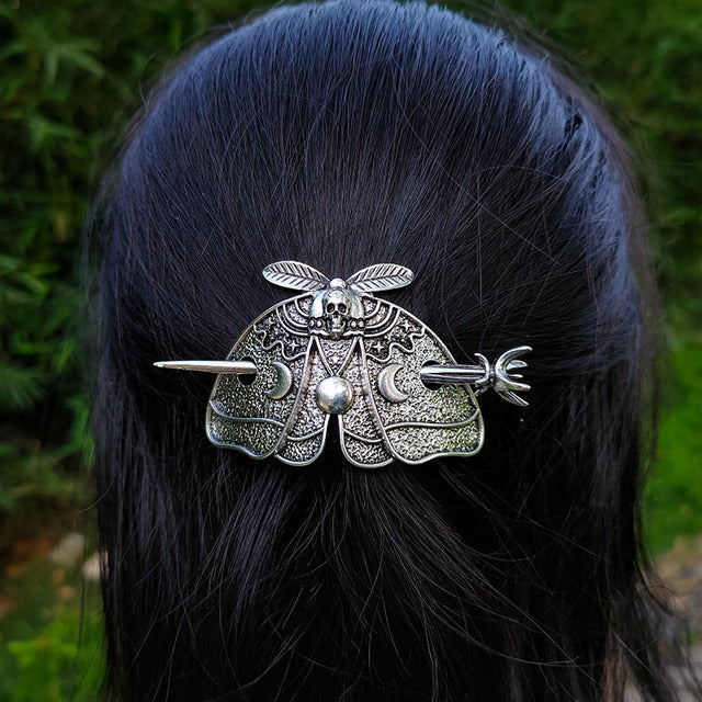 Vintage Renaissance Crescent Moon Could Hair Barrette Witchy Moon Hair Stick Wiccan Hairpin Pagan Gothic Hair Wiccan Jewelry