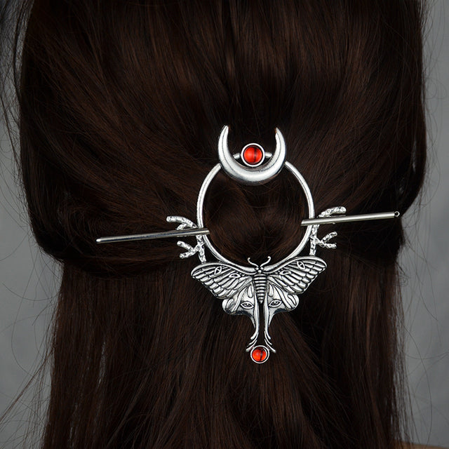 Vintage Renaissance Crescent Moon Could Hair Barrette Witchy Moon Hair Stick Wiccan Hairpin Pagan Gothic Hair Wiccan Jewelry