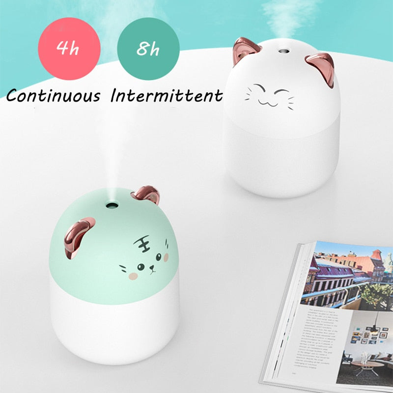 Cute Cat Air Humidifier Aromatherapy Diffuser With Night Light - Nebulizer Mist Maker