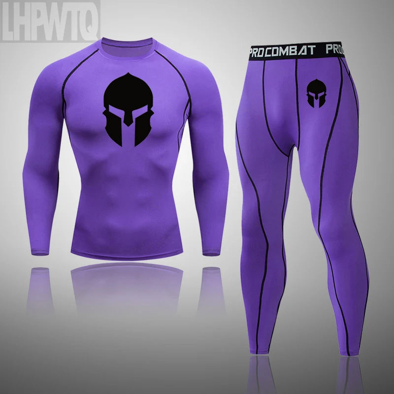 Spartan 3 Piece Gym Set - Compression Rash Guard - Dry Fit Legging - Workout Shorts