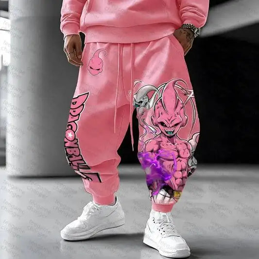 Pink Majin Sweatpants Loose Fit Cuffed Ankle Joggers