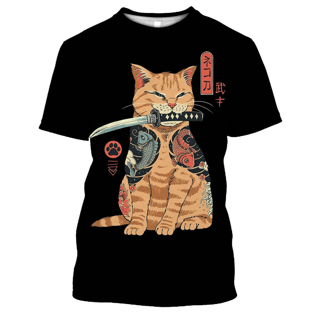 Samurai Dog Cat and More Japanese Irezumi Style T-Shirts