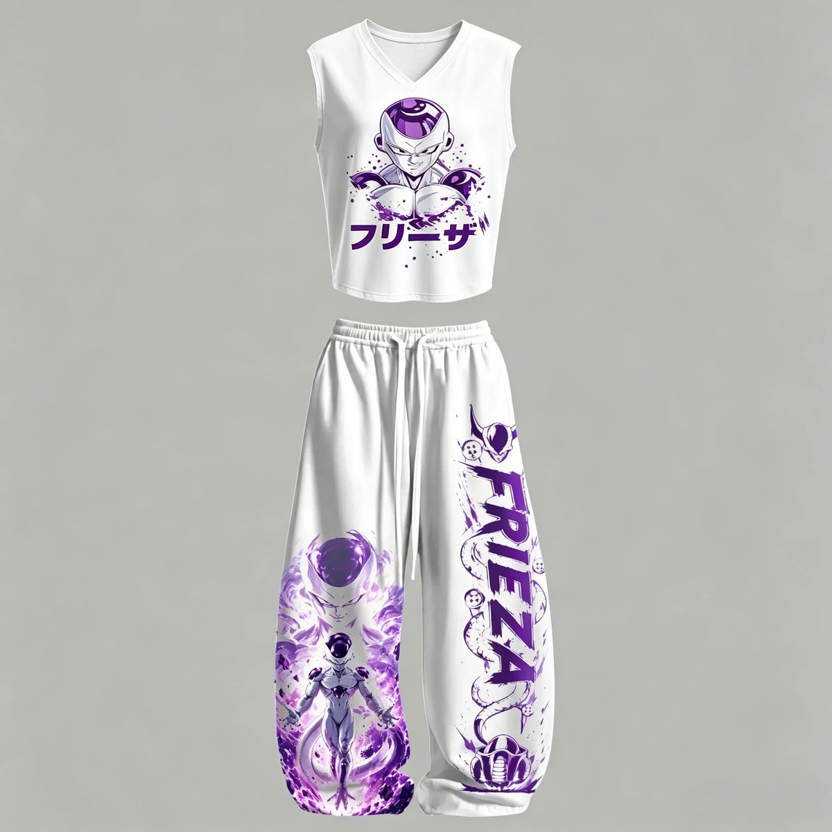 Dragon Z Sleeveless Tank Top Wide Leg Pants 2 Piece Casual Streetwear