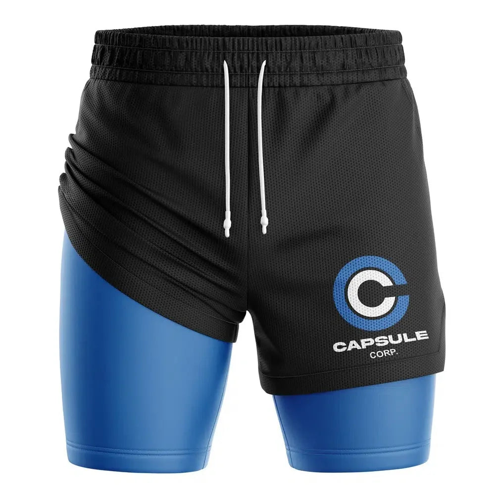 Dragon Z Capsule Corp 2-in-1 Double Layer Gym Shorts