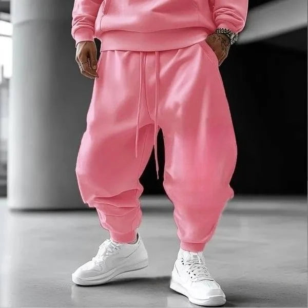 Pink Majin Sweatpants Loose Fit Cuffed Ankle Joggers