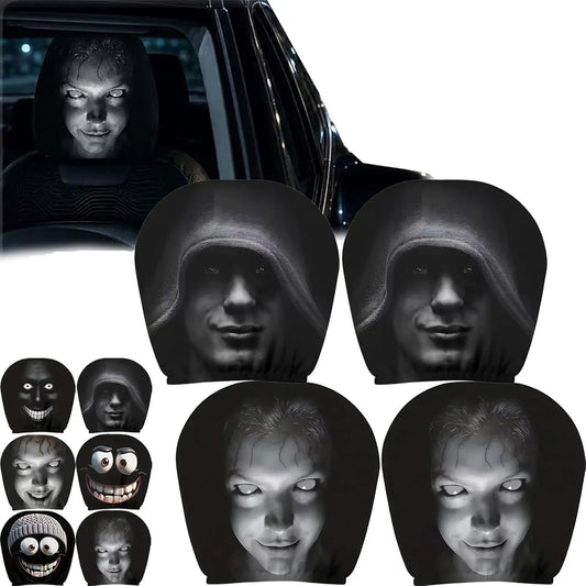 Halloween Ghost Face Car Headrest Covers - 4 pieces