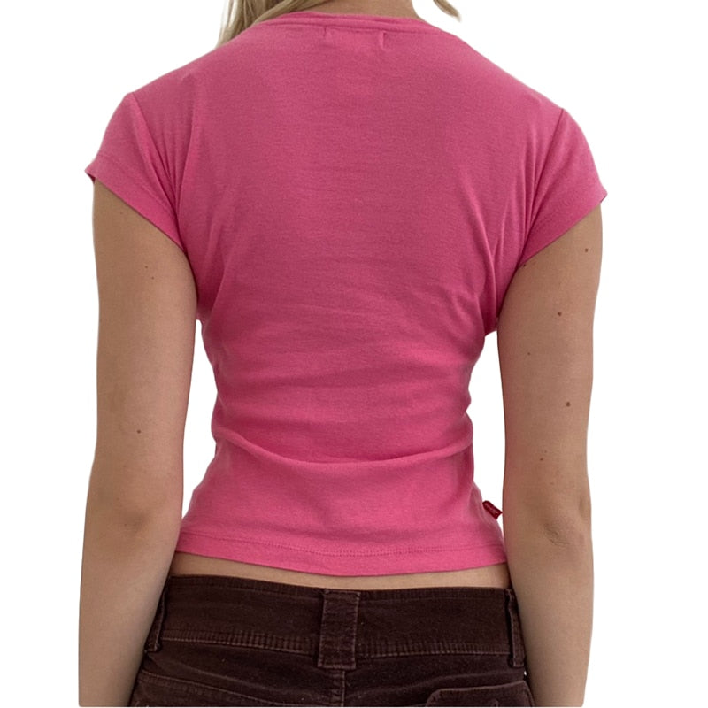 Vintage T-shirt Women's Short Sleeve Round Neck Slim Fit Tops