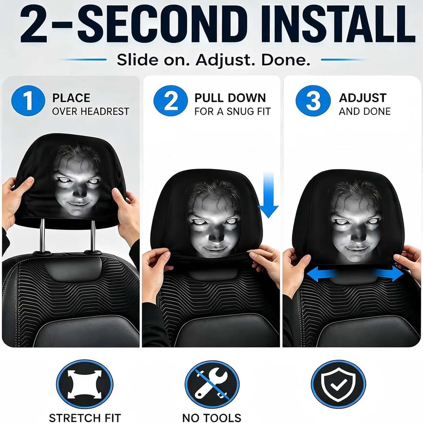 Halloween Ghost Face Car Headrest Covers - 4 pieces