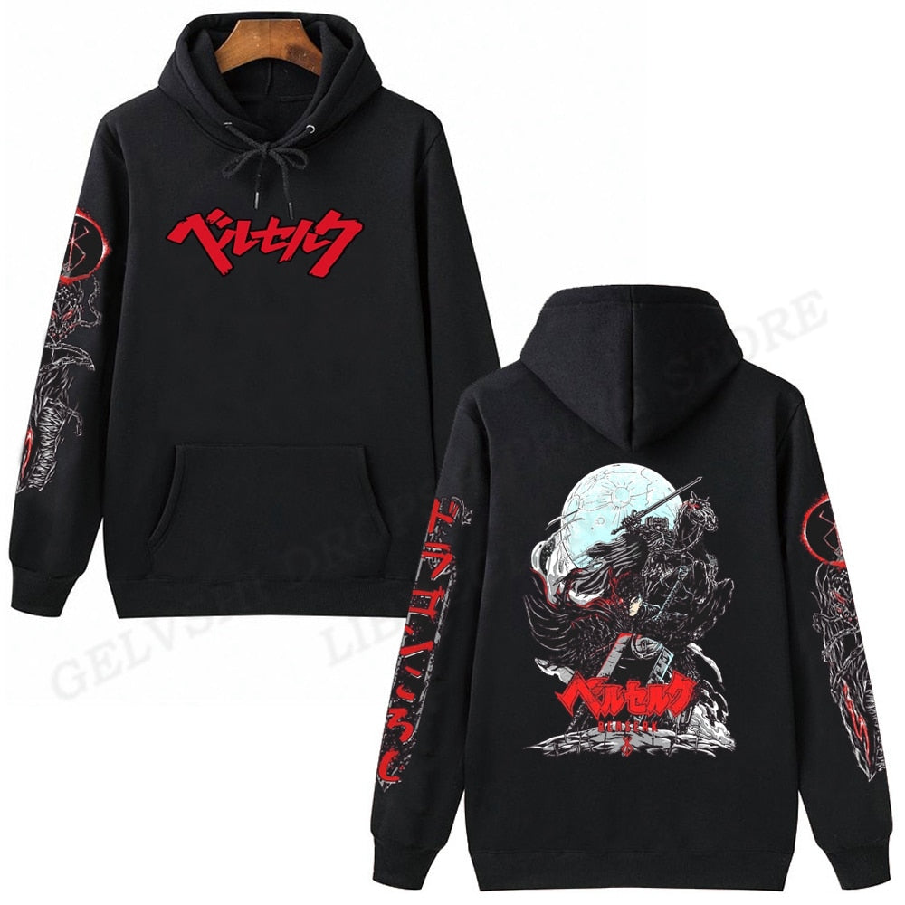 Berserk Logo Hoodie Men Fashion Coat Japanese Anime Hoodies Kids Hip Hop Hoodie Women Sweatshirt Coat Boy Pullover Mens Clothing