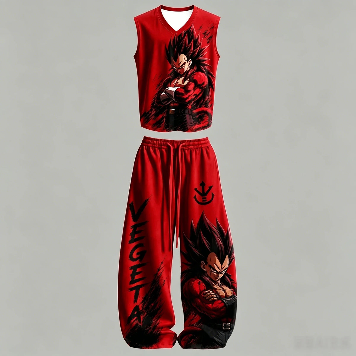 Dragon Z Sleeveless Tank Top Wide Leg Pants 2 Piece Casual Streetwear