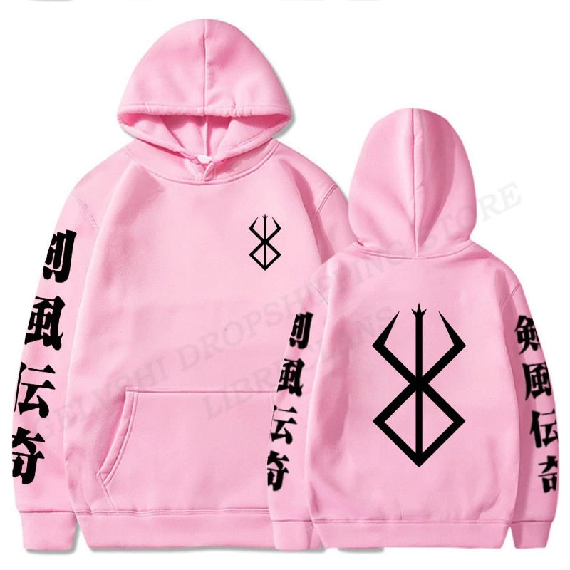 Berserk Logo Hoodie Men Fashion Coat Japanese Anime Hoodies Kids Hip Hop Hoodie Women Sweatshirt Coat Boy Pullover Mens Clothing