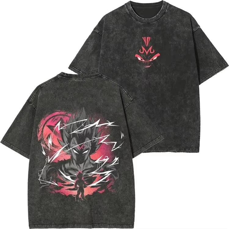 Dragon Vintage Anime Stone Washed T-Shirt Retro Distressed Loose Short Sleeve V2