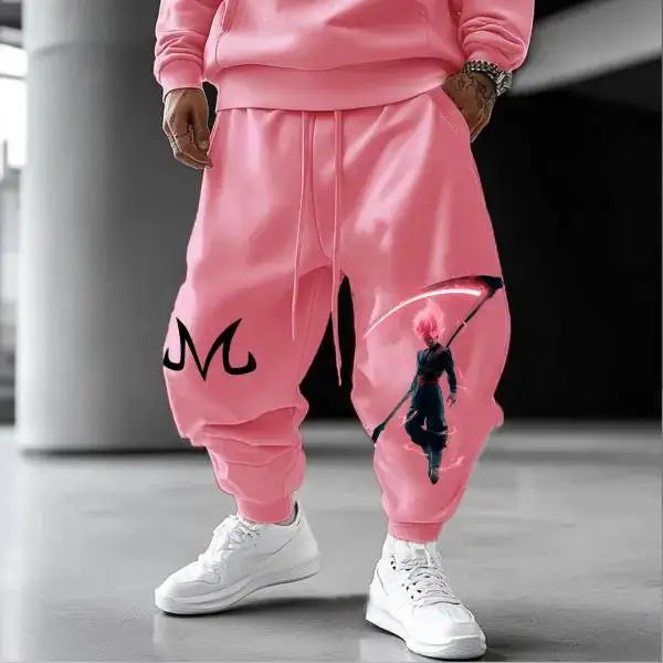 Pink Majin Sweatpants Loose Fit Cuffed Ankle Joggers