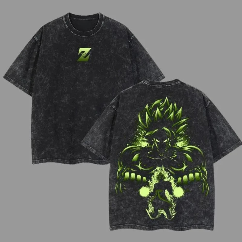 Dragon Vintage Anime Stone Washed T-Shirt Retro Distressed Loose Short Sleeve