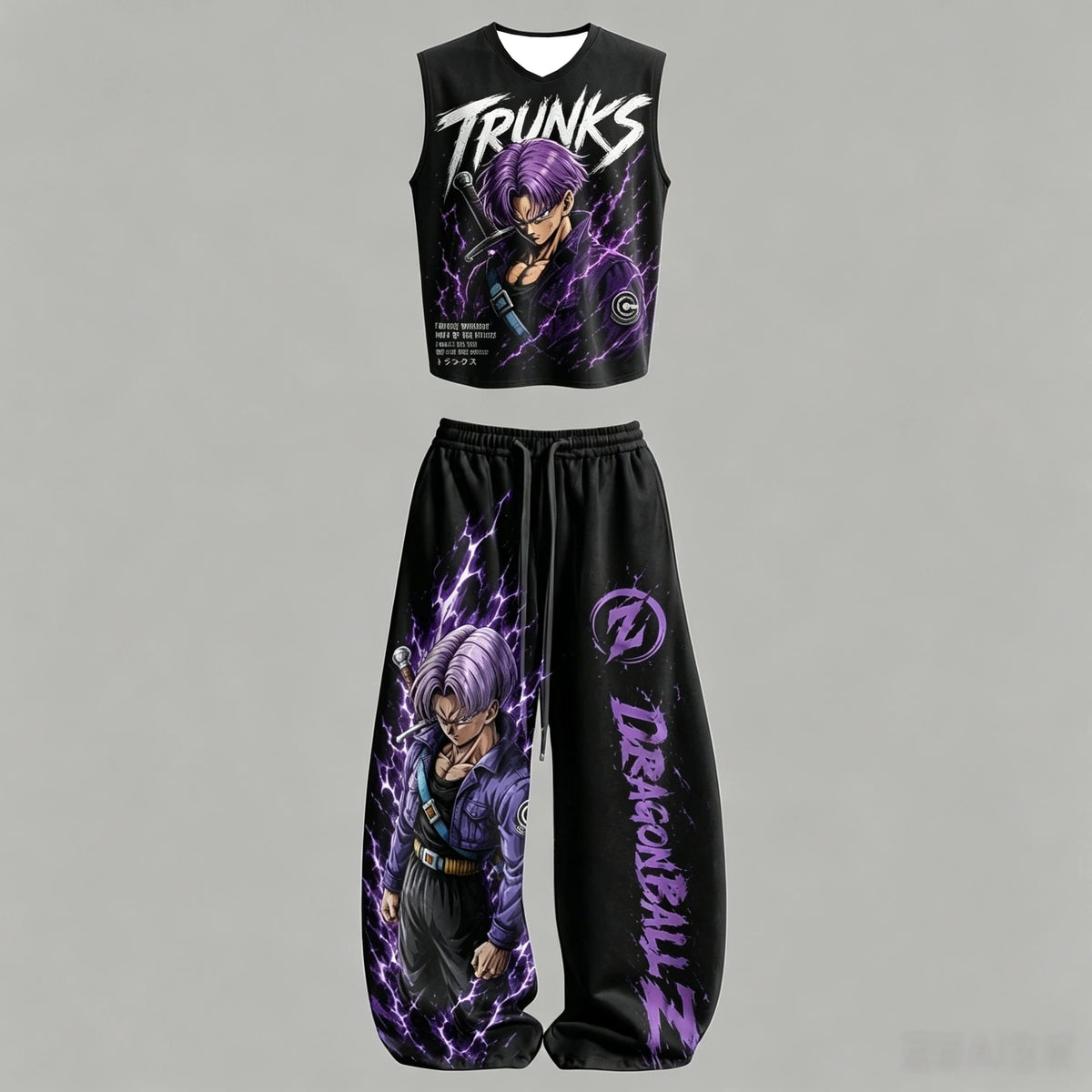 Dragon Z Sleeveless Tank Top Wide Leg Pants 2 Piece Casual Streetwear