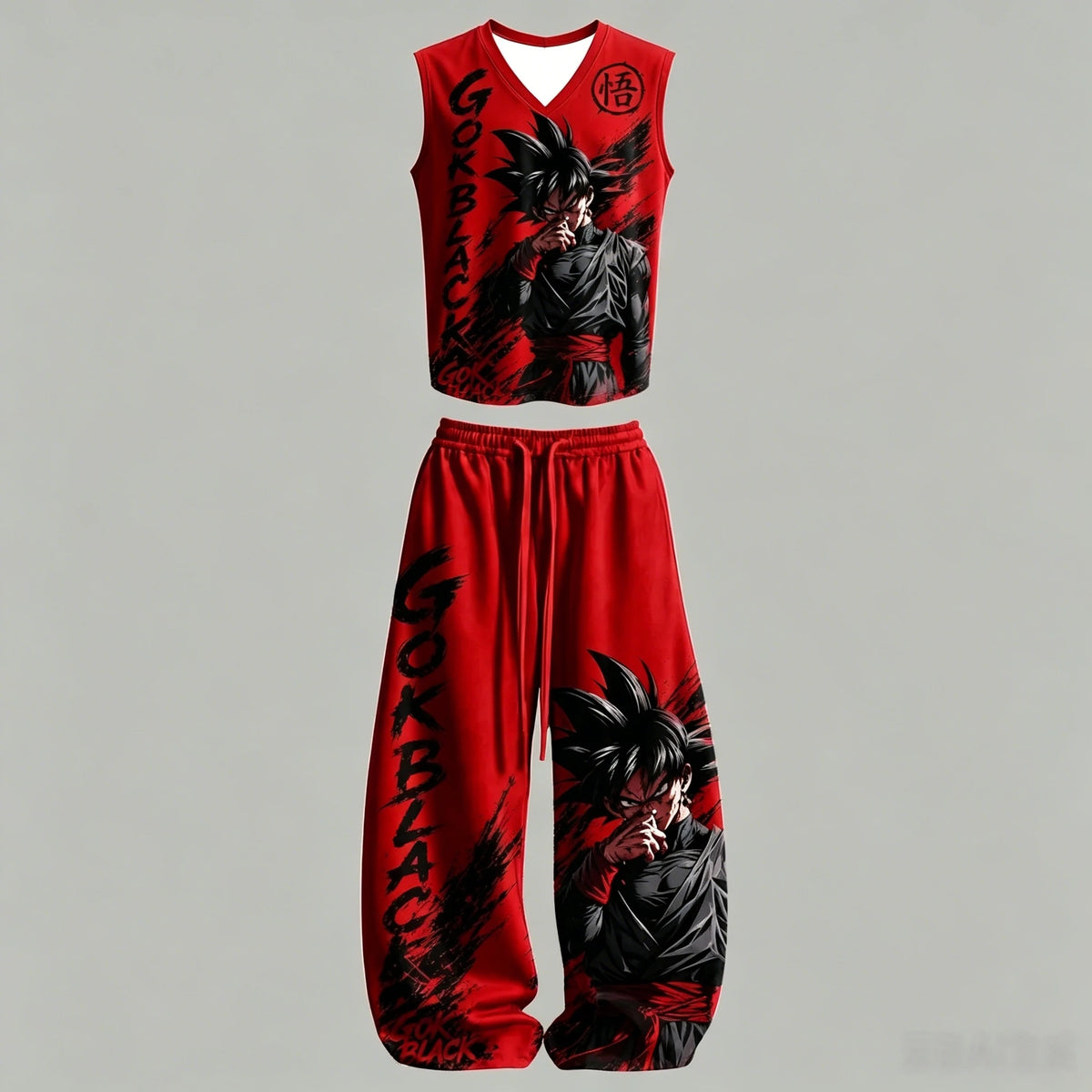 Dragon Z Sleeveless Tank Top Wide Leg Pants 2 Piece Casual Streetwear