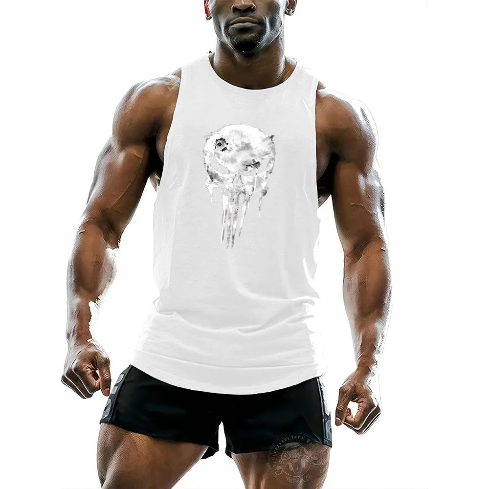 Men's Crew Neck Skull Workout Vest