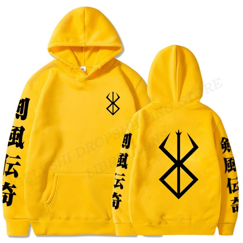 Berserk Logo Hoodie Men Fashion Coat Japanese Anime Hoodies Kids Hip Hop Hoodie Women Sweatshirt Coat Boy Pullover Mens Clothing