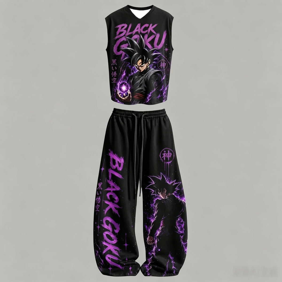 Dragon Z Sleeveless Tank Top Wide Leg Pants 2 Piece Casual Streetwear