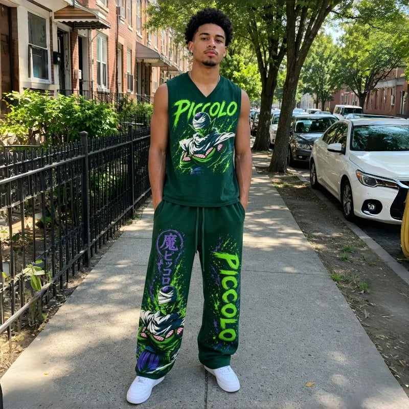 Dragon Z Sleeveless Tank Top Wide Leg Pants 2 Piece Casual Streetwear